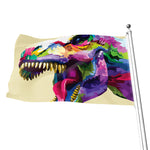 Colorful Tyrannosaurus Rex Print Flag