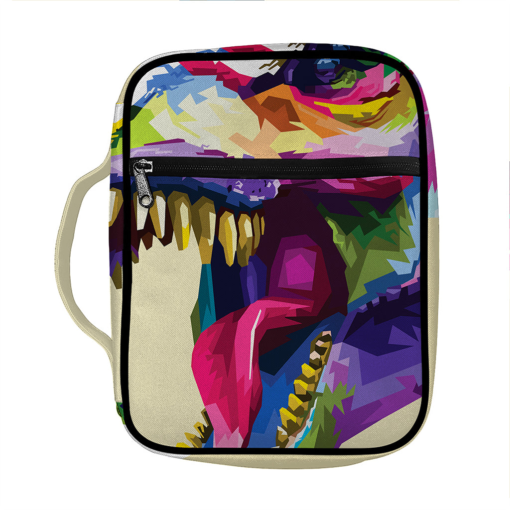 Colorful Tyrannosaurus Rex Print Front Pocket Bible Bag