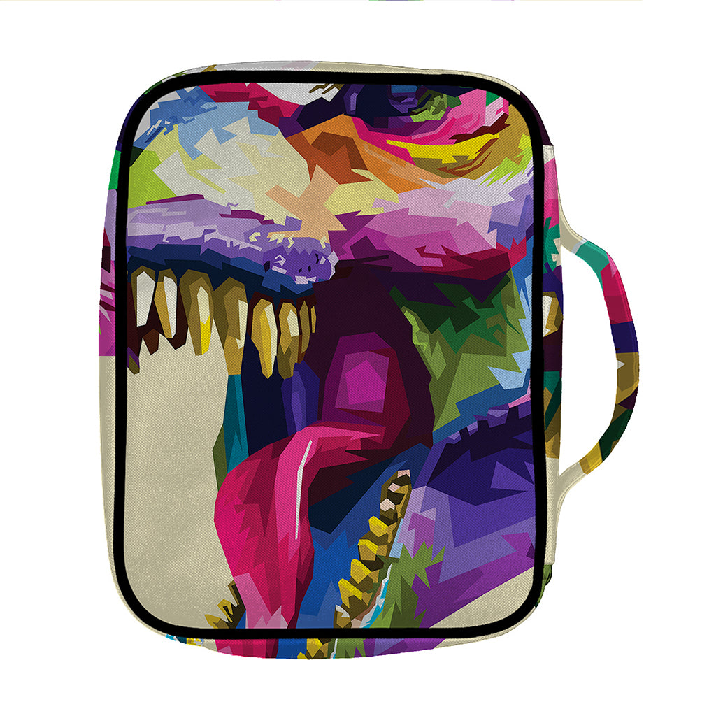 Colorful Tyrannosaurus Rex Print Front Pocket Bible Bag