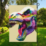 Colorful Tyrannosaurus Rex Print Garden Flag
