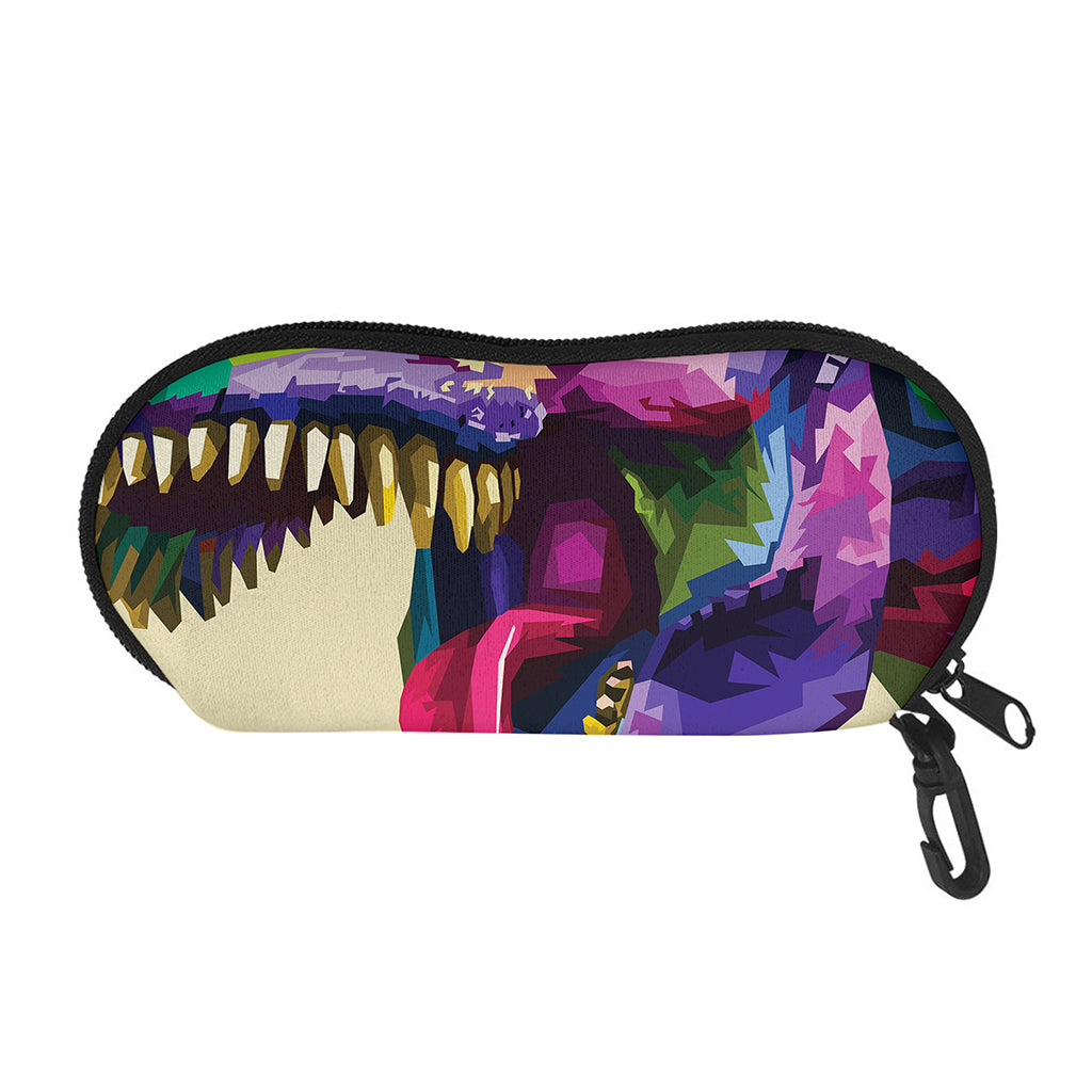 Colorful Tyrannosaurus Rex Print Glasses Case