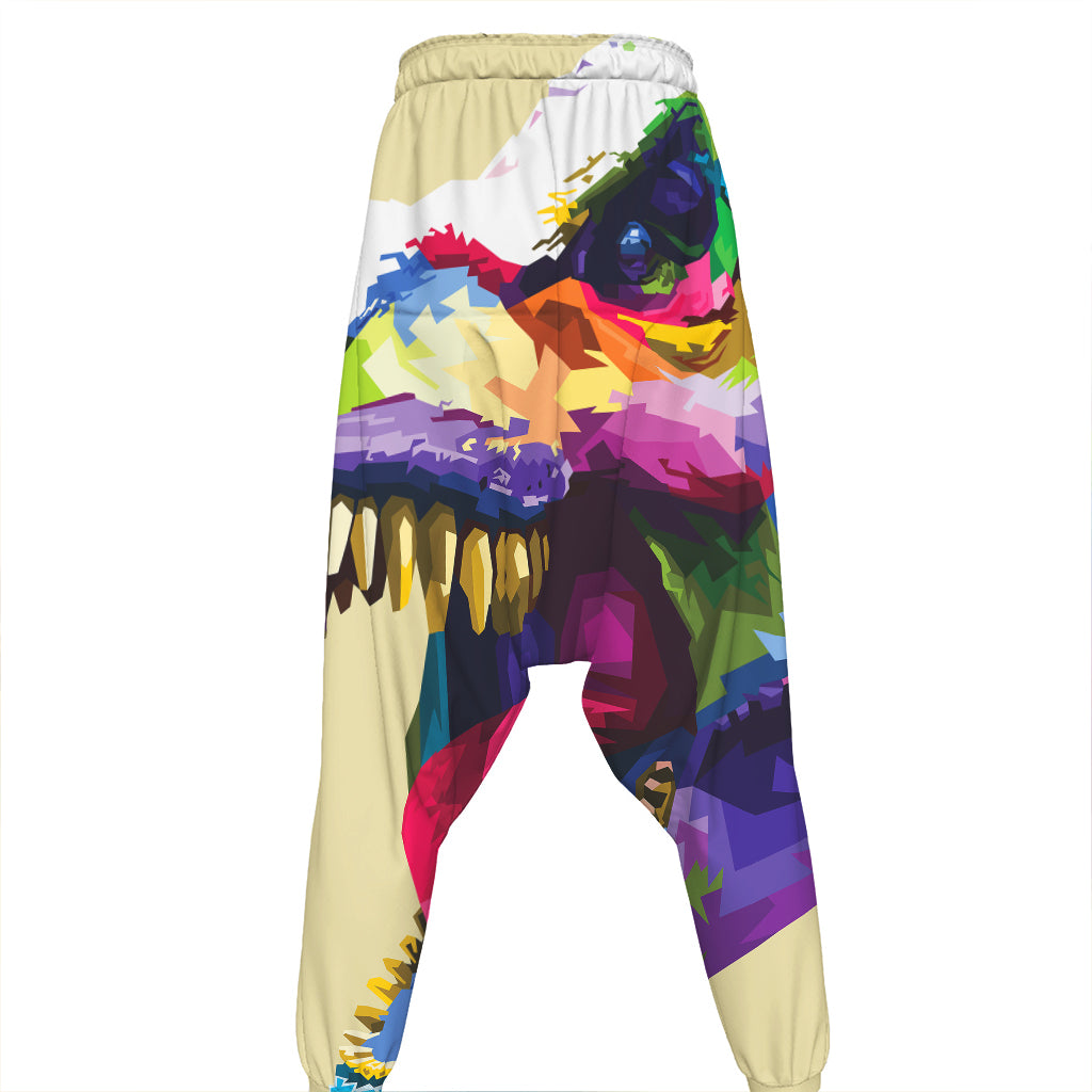 Colorful Tyrannosaurus Rex Print Hammer Pants