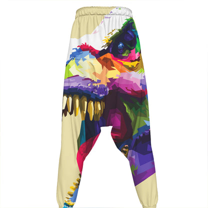 Colorful Tyrannosaurus Rex Print Hammer Pants