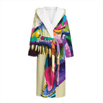 Colorful Tyrannosaurus Rex Print Hooded Bathrobe