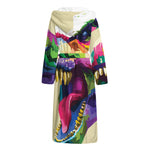 Colorful Tyrannosaurus Rex Print Hooded Bathrobe