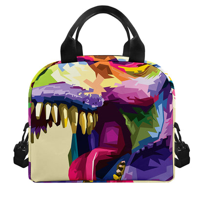 Colorful Tyrannosaurus Rex Print Insulated Lunch Bag