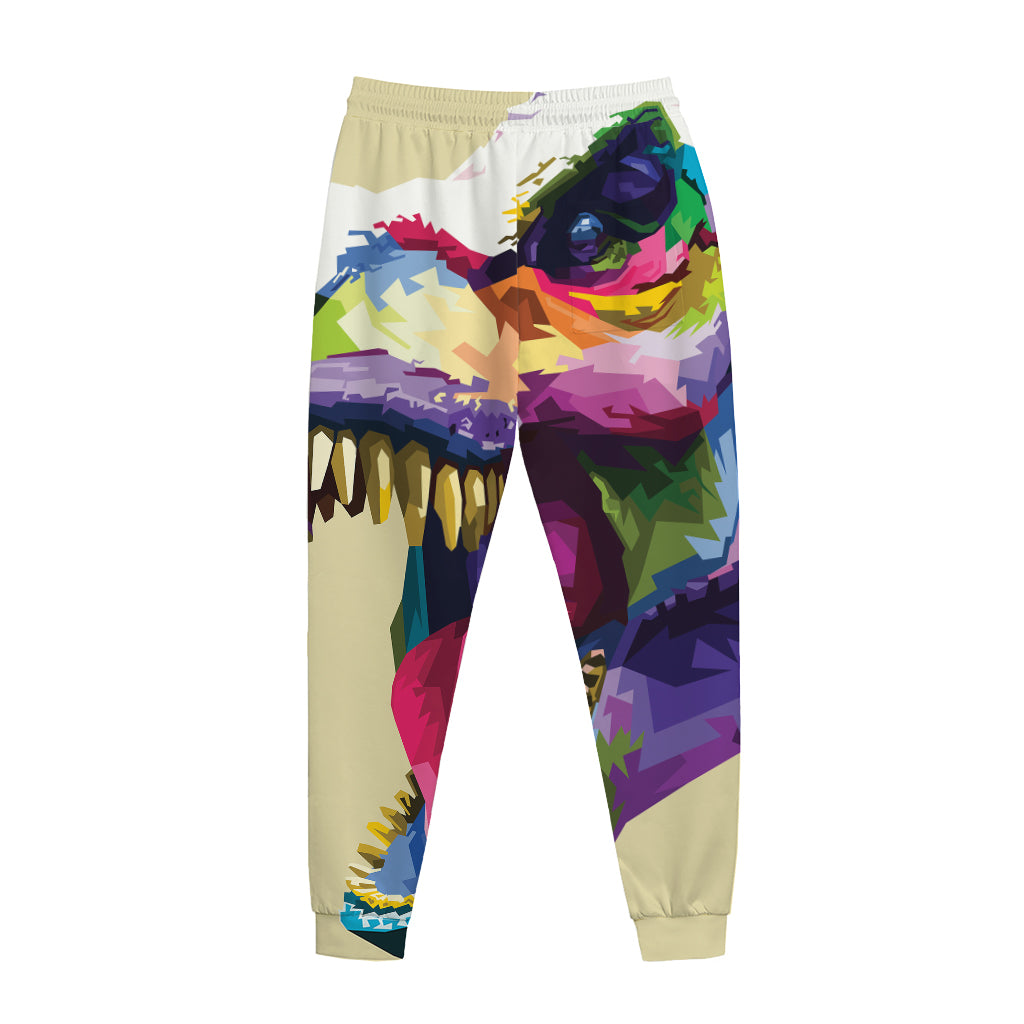 Colorful Tyrannosaurus Rex Print Jogger Pants