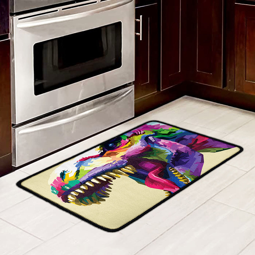 Colorful Tyrannosaurus Rex Print Kitchen Mat