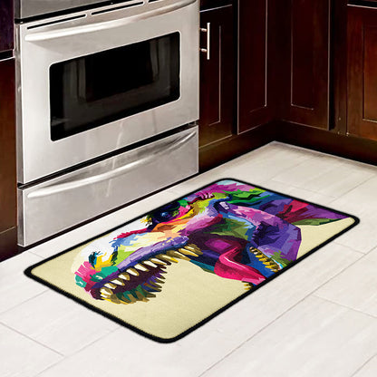 Colorful Tyrannosaurus Rex Print Kitchen Mat
