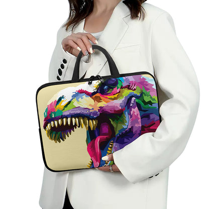 Colorful Tyrannosaurus Rex Print Laptop Sleeve With Handle