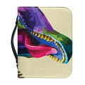 Colorful Tyrannosaurus Rex Print Leather Bible Cover