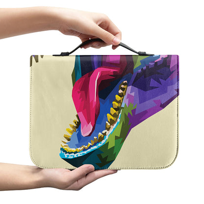 Colorful Tyrannosaurus Rex Print Leather Bible Cover