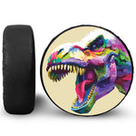 Colorful Tyrannosaurus Rex Print Leather Spare Tire Cover