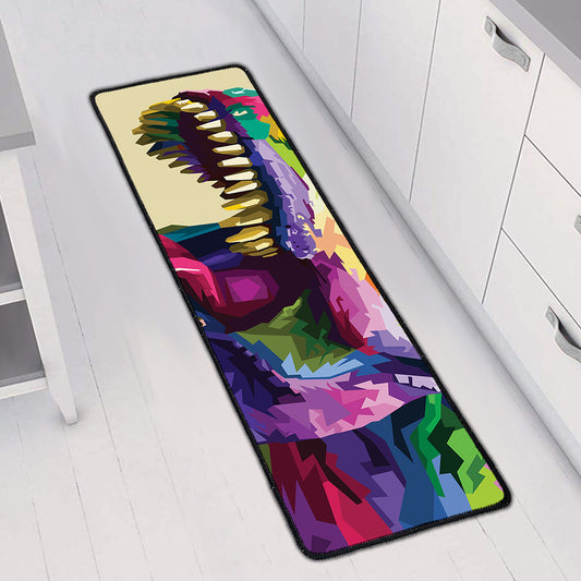 Colorful Tyrannosaurus Rex Print Long Kitchen Mat