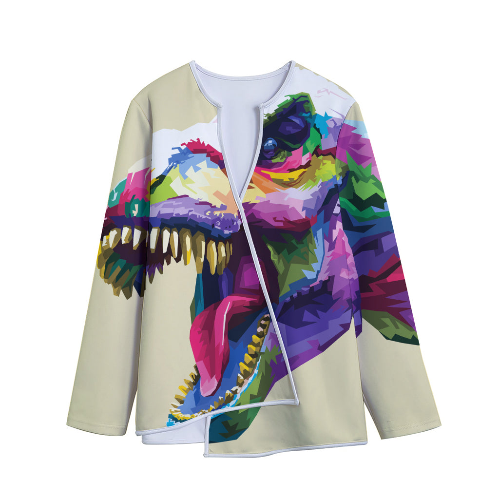 Colorful Tyrannosaurus Rex Print Long Sleeve Short Coat