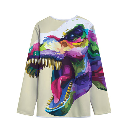 Colorful Tyrannosaurus Rex Print Long Sleeve Short Coat