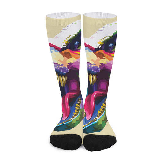 Colorful Tyrannosaurus Rex Print Long Socks