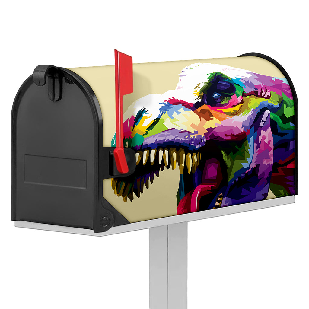 Colorful Tyrannosaurus Rex Print Mailbox Cover