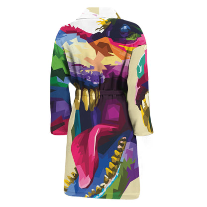 Colorful Tyrannosaurus Rex Print Men's Bathrobe