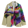 Colorful Tyrannosaurus Rex Print Men's Blazer