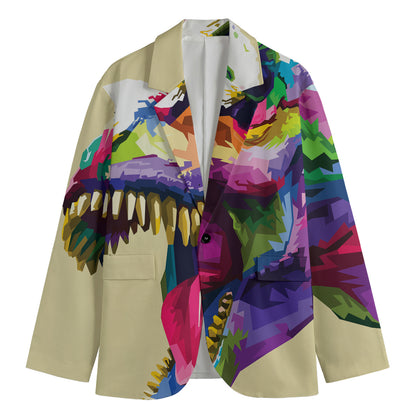 Colorful Tyrannosaurus Rex Print Men's Blazer