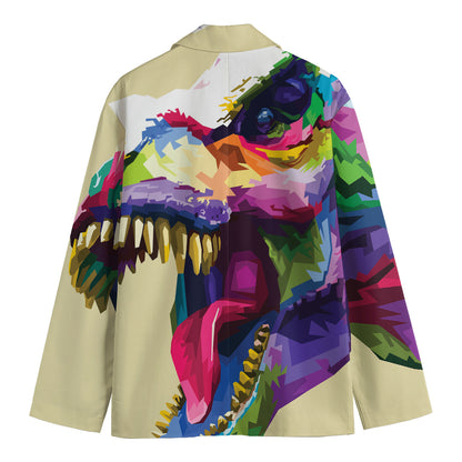 Colorful Tyrannosaurus Rex Print Men's Blazer