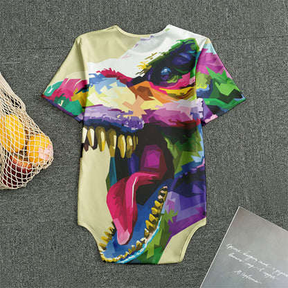 Colorful Tyrannosaurus Rex Print Men's Bodysuit