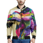 Colorful Tyrannosaurus Rex Print Men's Bomber Jacket