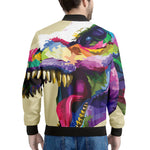 Colorful Tyrannosaurus Rex Print Men's Bomber Jacket