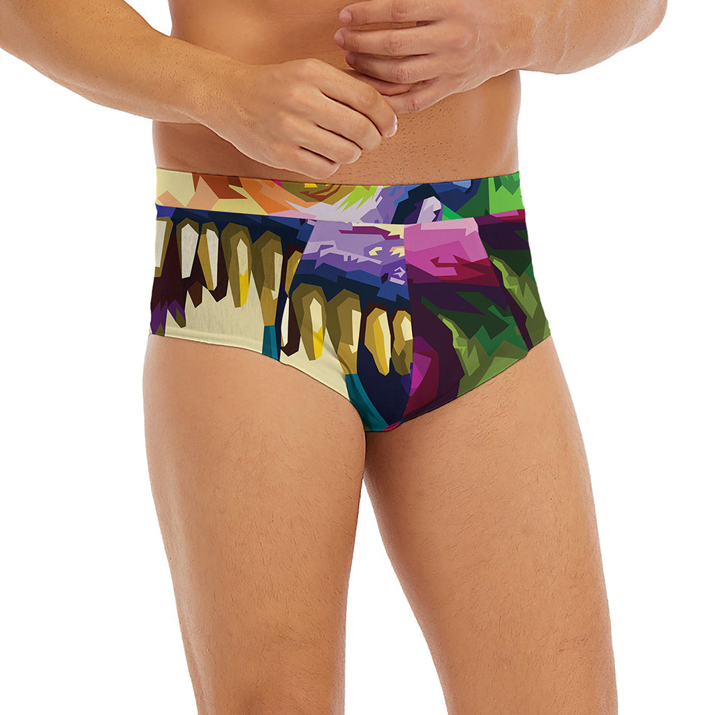 Colorful Tyrannosaurus Rex Print Men's Briefs