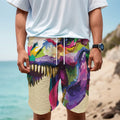 Colorful Tyrannosaurus Rex Print Men's Cargo Shorts