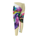 Colorful Tyrannosaurus Rex Print Men's Compression Pants