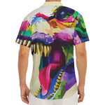 Colorful Tyrannosaurus Rex Print Men's Deep V-Neck Shirt