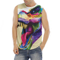 Colorful Tyrannosaurus Rex Print Men's Fitness Tank Top