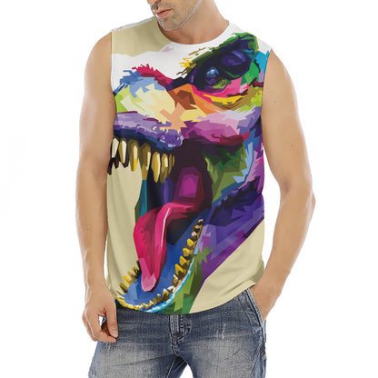 Colorful Tyrannosaurus Rex Print Men's Fitness Tank Top