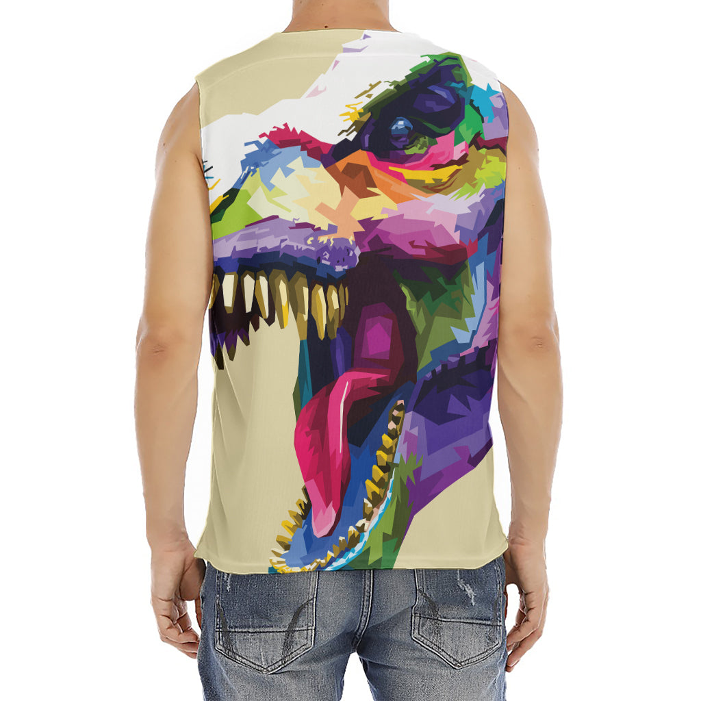 Colorful Tyrannosaurus Rex Print Men's Fitness Tank Top
