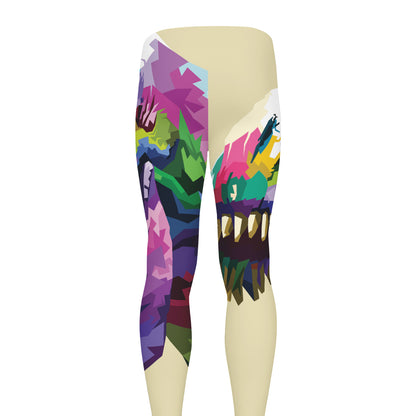 Colorful Tyrannosaurus Rex Print Men's leggings