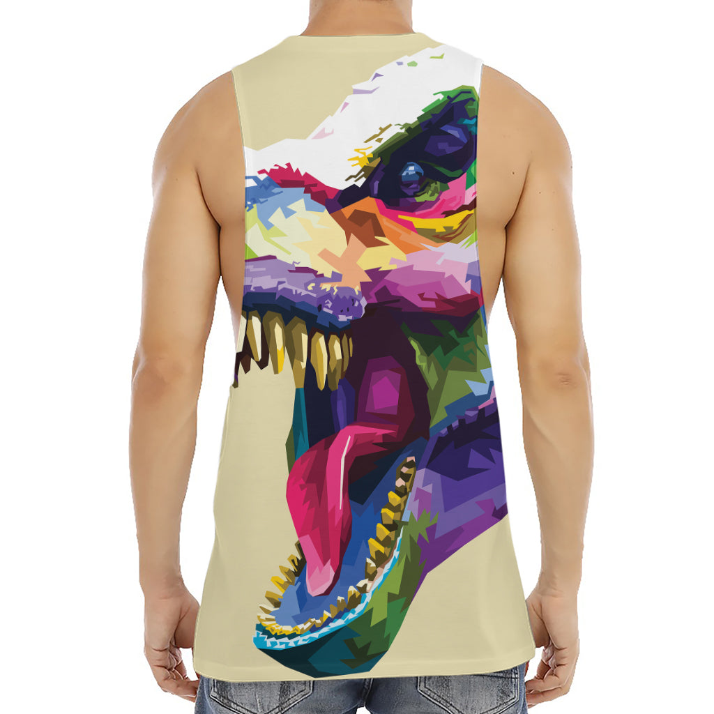 Colorful Tyrannosaurus Rex Print Men's Muscle Tank Top