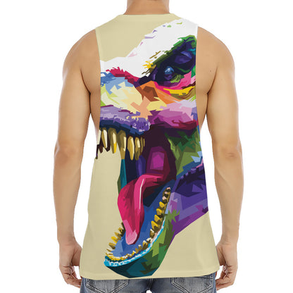 Colorful Tyrannosaurus Rex Print Men's Muscle Tank Top