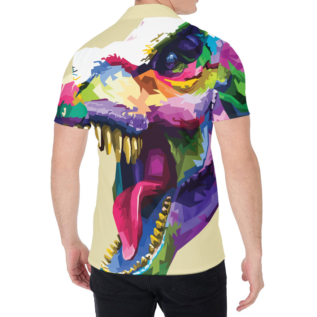 Colorful Tyrannosaurus Rex Print Men's Shirt