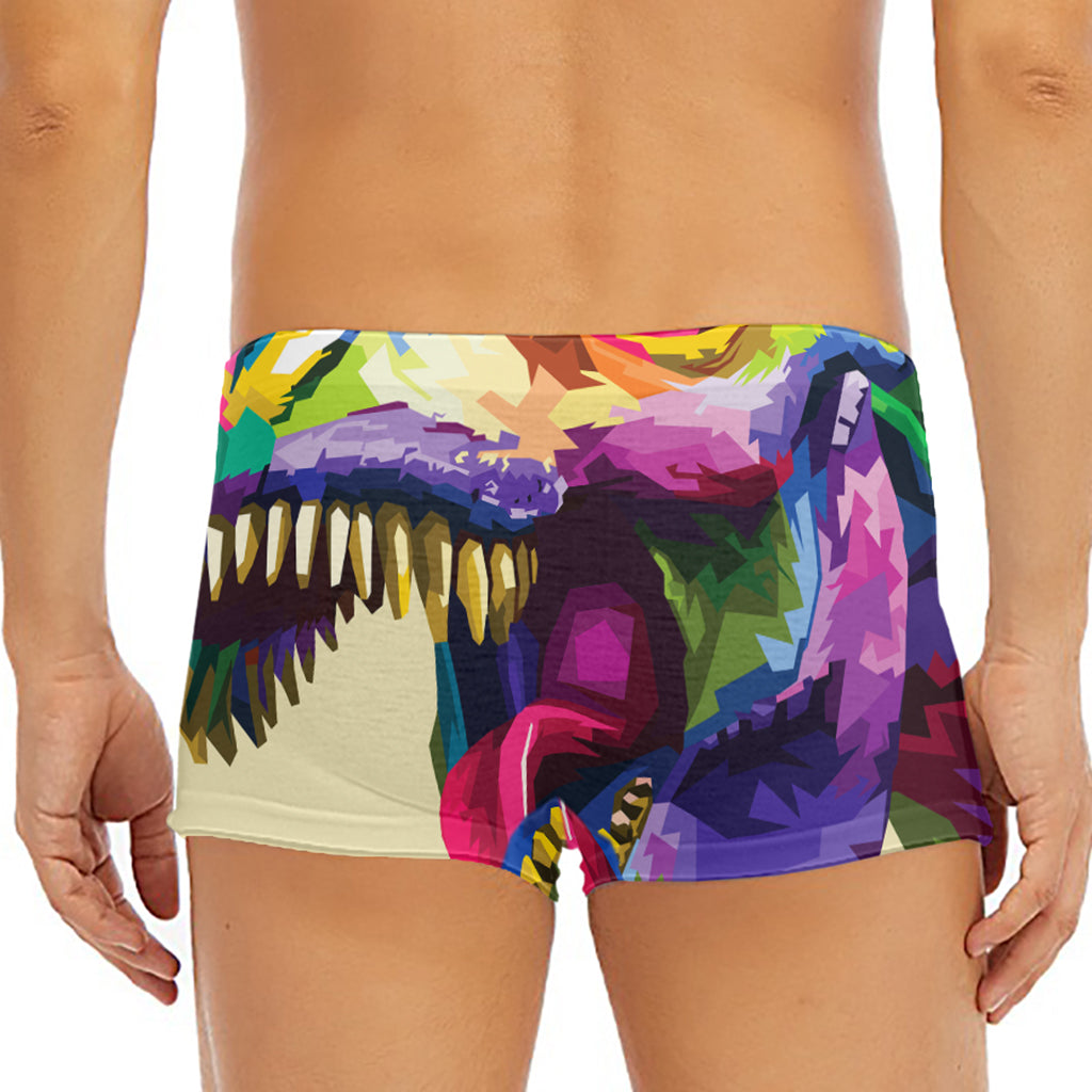 Colorful Tyrannosaurus Rex Print Men's Short Boxer Briefs