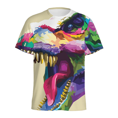 Colorful Tyrannosaurus Rex Print Men's Sports T-Shirt