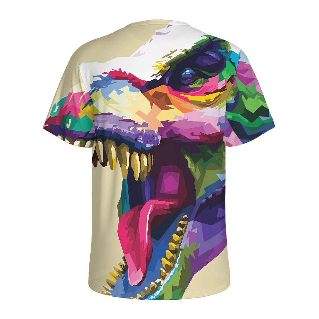 Colorful Tyrannosaurus Rex Print Men's Sports T-Shirt
