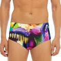 Colorful Tyrannosaurus Rex Print Men's Triangle Swim Briefs