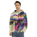 Colorful Tyrannosaurus Rex Print Men's Velvet Pullover Hoodie