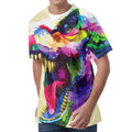 Colorful Tyrannosaurus Rex Print Men's Velvet T-Shirt