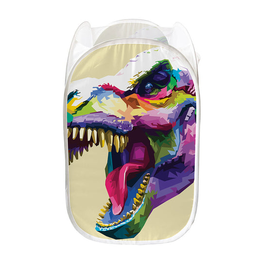 Colorful Tyrannosaurus Rex Print Mesh Laundry Hamper