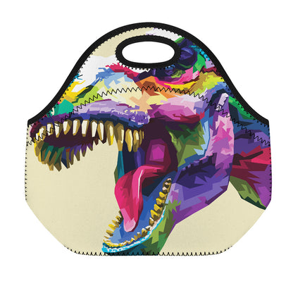 Colorful Tyrannosaurus Rex Print Neoprene Lunch Bag