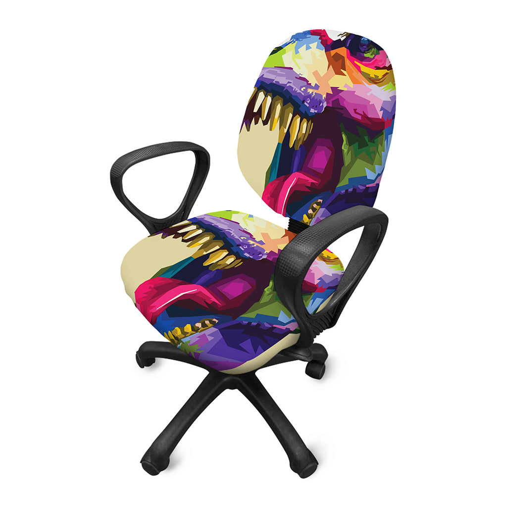 Colorful Tyrannosaurus Rex Print Office Chair Cover