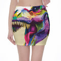 Colorful Tyrannosaurus Rex Print Pencil Mini Skirt
